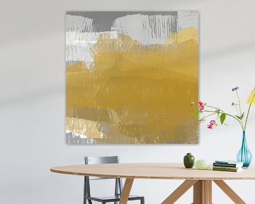Mehr Farbe. Abstrakte Landschaft in Gelb, Weiß und Grau. von Dina Dankers