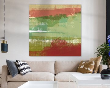 Mehr Farbe. Abstrakte Landschaft in braun, grün, rot. von Dina Dankers