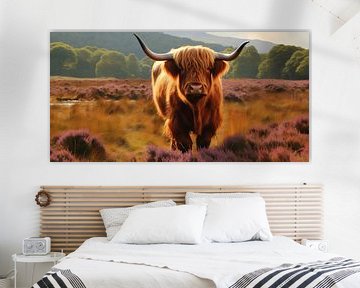 Scottish Highlander on a moor by Vlindertuin Art