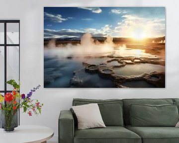 De Schittering van de Geiser in Gouden Licht van Vlindertuin-Art