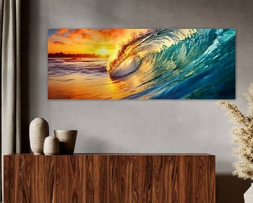 Flipping Wave during Golden Hour by Vlindertuin Art