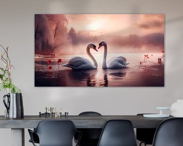 A Heartwarming Meeting of Swans by Vlindertuin Art