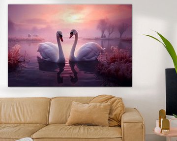 A Winter Swan Love by Vlindertuin Art