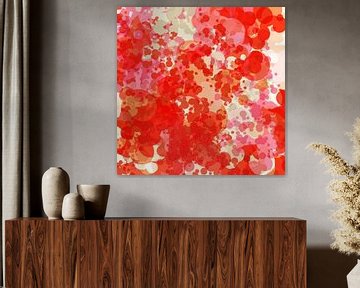 Vrolijke kleuren. Modern abstract met rode, roze en witte tinten van Dina Dankers