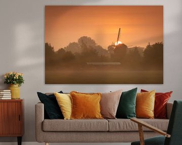 Makkum windmill with the rising sun behind the sails by KB Design & Photography (Karen Brouwer)