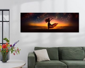 Dance of the Woman: Poetic Sunset & Starry Sky by Surreal Media