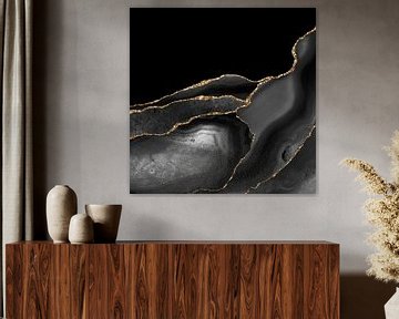 Black & Gold Agate Texture 04 by Aloke Design