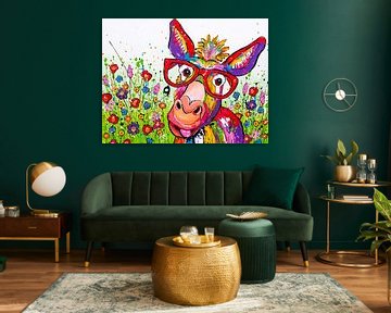 Un âne heureux au milieu d'une symphonie de fleurs sur Happy Paintings