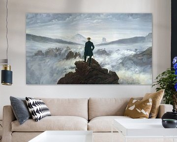 Vagabond au-dessus de la mer de brouillard, Caspar David Friedrich (version large)