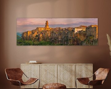 Panorama zonsopkomst Pitigliano