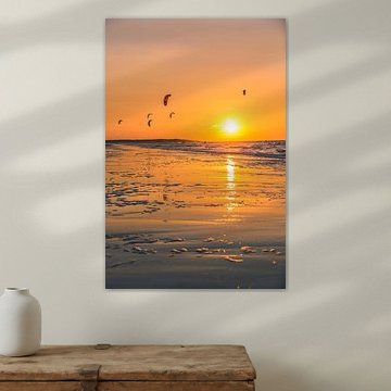 Coucher de soleil en kitesurf à Vrouwenpolder 2 sur Andy Troy