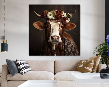 Vache brune de la Forêt-Noire décorée sur YArt