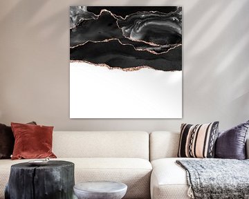 Black & Rose Gold Agate Texture 05 by Aloke Design