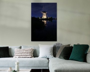 Beleuchtete Windmühle Kinderdijk von Evert-Jan Hoogendoorn