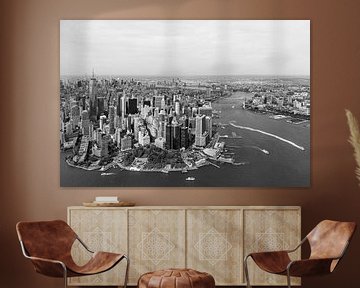 Manhattan, NYC, Blick aus dem Hubschrauber, schwarz-weiß von Carin du Burck