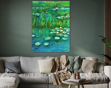 Water lily (2) Oil pastel chalk inspired by Claude Monet. by Ineke de Rijk