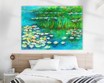 Water lily (1) Oil pastel crayon inspired by Claude Monet. by Ineke de Rijk