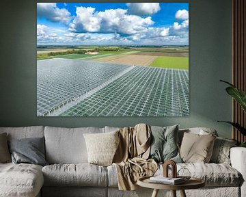 Greenhouse for growing vegetables aerial view from above by Sjoerd van der Wal Photography