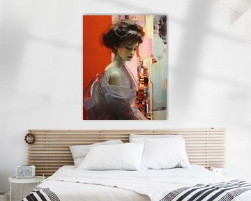 Modern, kleurrijk portret in collagestijl van Carla Van Iersel
