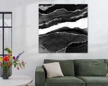 Black & Silver Agate Texture 08 by Aloke Design