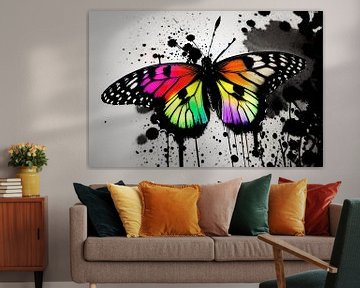 Un jeu de couleurs fascinant : un papillon multicolore déploie sa splendeur sur ButterflyPix