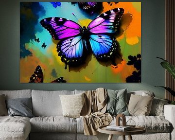 Des couleurs en vol : un papillon danse dans sa robe multicolore sur ButterflyPix