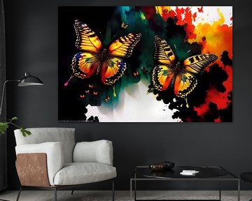 Symphonie d'ailes : un papillon multicolore à la conquête du ciel sur ButterflyPix