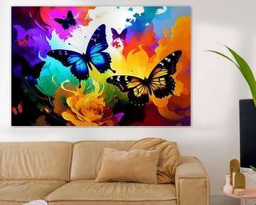 Levendige kleurenexplosie: een vlinder in regenboogjurk van ButterflyPix