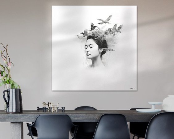 Voorbeeld van het werk in een kamer