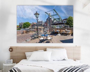 ROTTERDAM Piet Heynsbrug à Delfshaven avec Pelgrimvaderskerk sur Melanie Viola