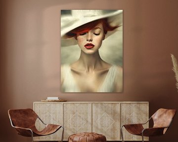 Portrait vintage en rouge et blanc sur Arjen Roos