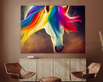 Peinture cheval avec cheveux colorés,Illustration sur Animaflora PicsStock