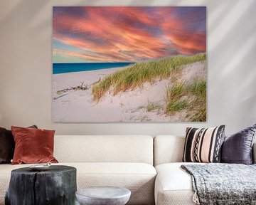 Coucher de soleil sur la mer du Nord avec des dunes sur Animaflora PicsStock