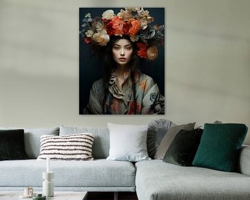 Modern portrait "Flower power" by Carla Van Iersel