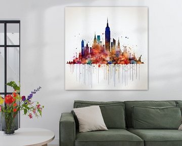 Colorpainting skyline New York City van Thea