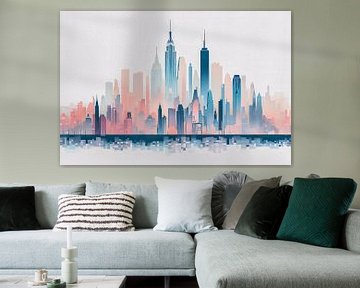 New York City skyline in pastel colours by Thea