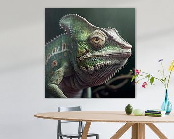 Iguane vert sur une branche, illustration sur Animaflora PicsStock