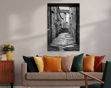 Straßenszene Lucignano, Toskana von Mark Bolijn