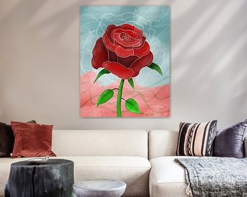 Große rote Rose digitale Illustration von Bianca Wisseloo