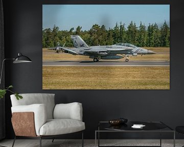 Atterrissage du Boeing F/A 18F Super Hornet de la marine américaine.