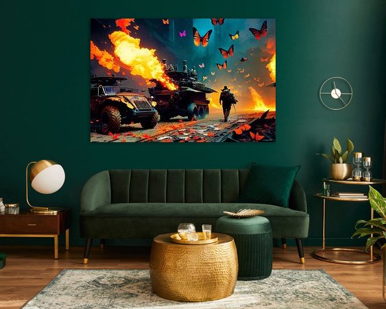 Voorbeeld van het werk in een kamer