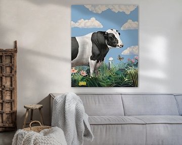 Colourful Portraits of Happy Cows (butterfly included) von Marja van den Hurk