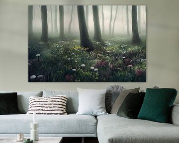 Sprookjesbos het Schilderen Kunst met Mist, Illustratie van Animaflora PicsStock