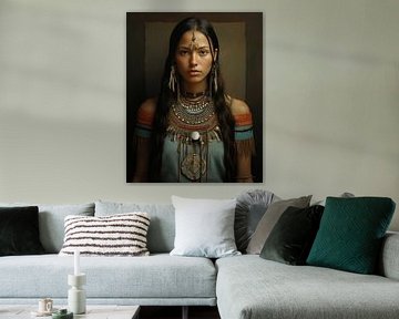 Modern digital art portret "Native" van Carla Van Iersel