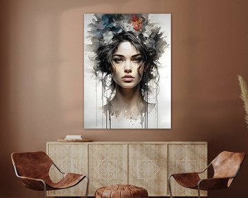 Elegante Frau mit buntem Haar von PixelPrestige