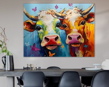 Vrolijke kleurrijke koeien van PixelPrestige