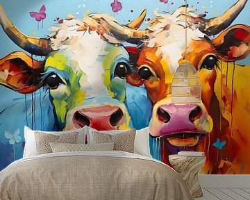 Vrolijke kleurrijke koeien van PixelPrestige