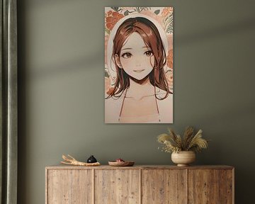 Anime portrait girl with brown hair and brown eyes by Emiel de Lange