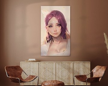 Portrait d'une fille aux cheveux roses