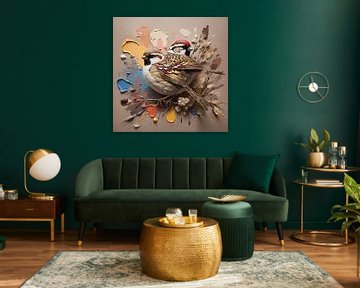 Sparrows on canvas by Majestic Art
